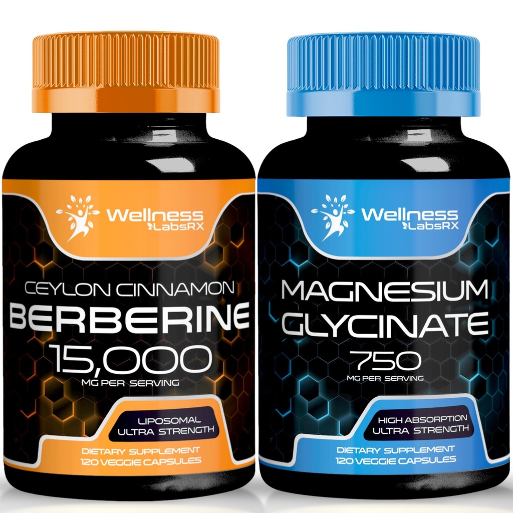 Supplément berbère 1500mg - Berbère liposomique avec cannelle Ceylan │ Glycinate de magnésium Capsules - 750mg - Supplément de magnésium Supplément à haute absorption