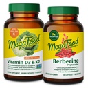 MegaFood Daily Vitamin D3 & Berberine Bundle Pack - Vitamin D3 5000 IU (60 Servings) with Berberine Phytosome (60 Servings) - Daily Dietary Supplement for Men & Women