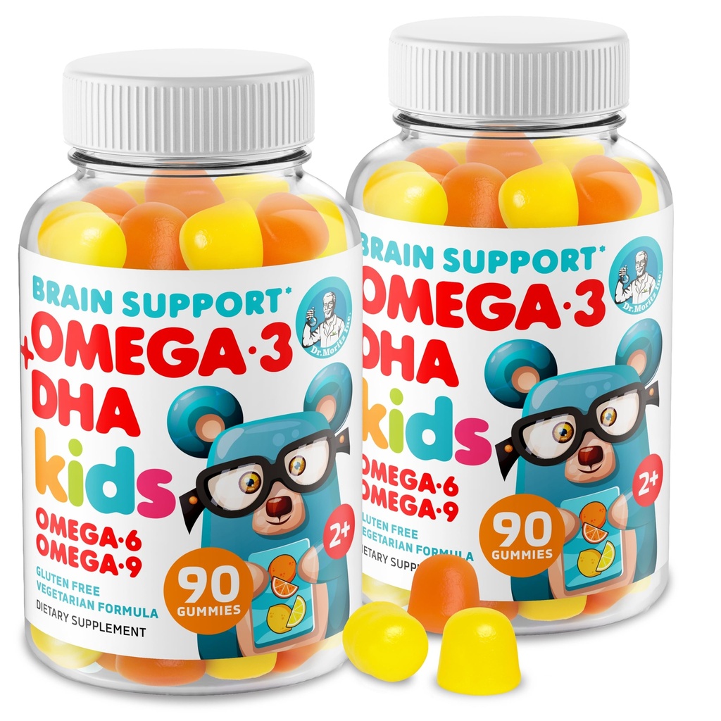 DR. MORITZ Omega 3 Kids Gummies (180 Count), Vegan Omega3 Gummies for Kids with No Fish Oil, Vitamins for Brain & Heart Health, Glutenvrije Omega 3 6 9