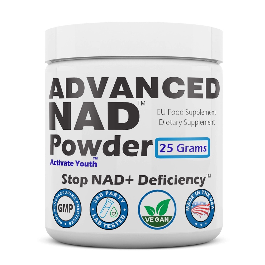 REVGENETICS Advanced NAD Powder - Dietary Supplement, 147 Servings, Unisex, Vitamin B3 (NAD), 25 Grams