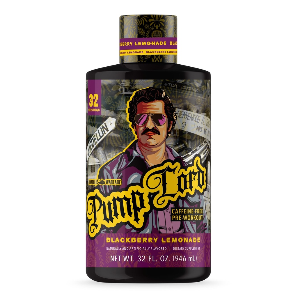 Anabolic Warfare Pump Lord Muscle Pump Supplement Caffeine Free Pre Workout with Glycerol, Beta-Alanine, Betaine Anhydrous (BlackBerry Lemonade - 32 Servings)