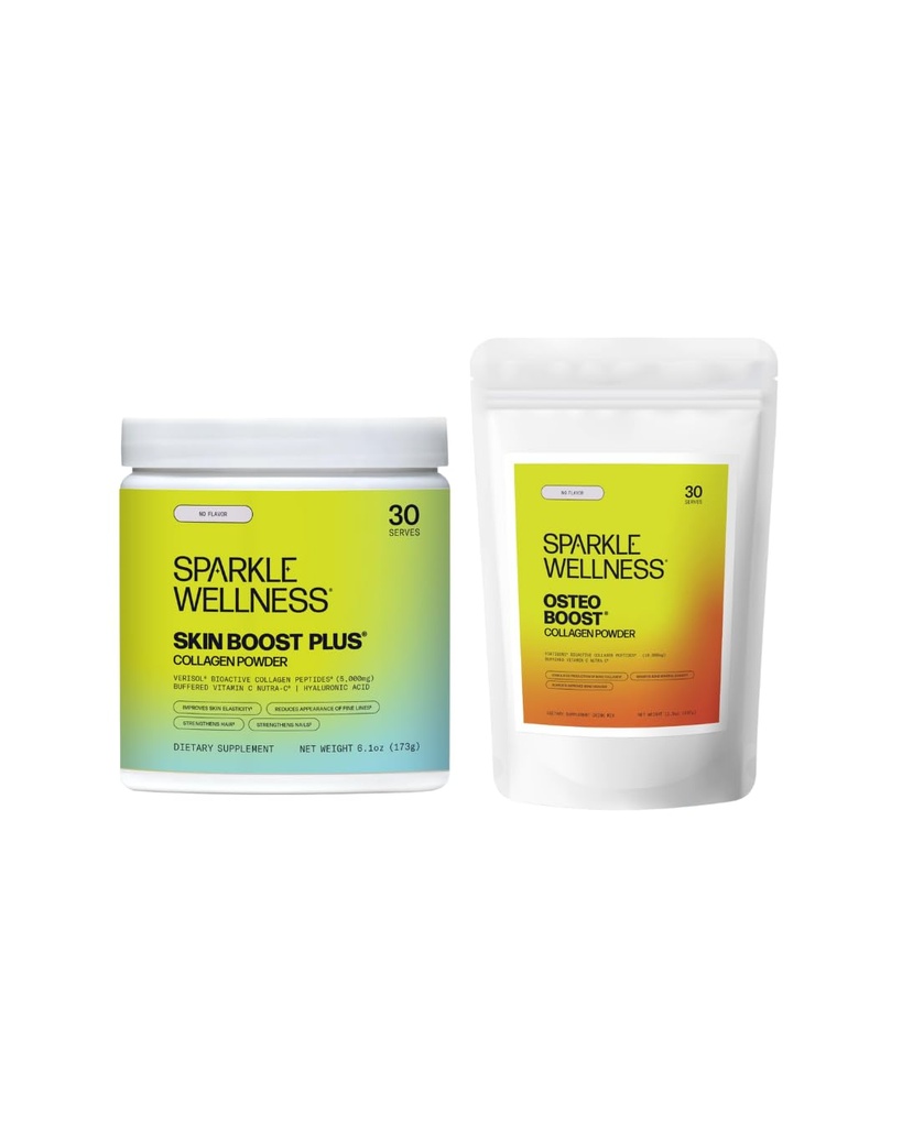 Sparkle Wellness Skin Boost Plus (No Flavor) [30-Serves] & Bone Mineral Boost (No Flavor) [30-Serves] | Bioactive Collagen Peptide Powder with VERISOL and FORTIBONE