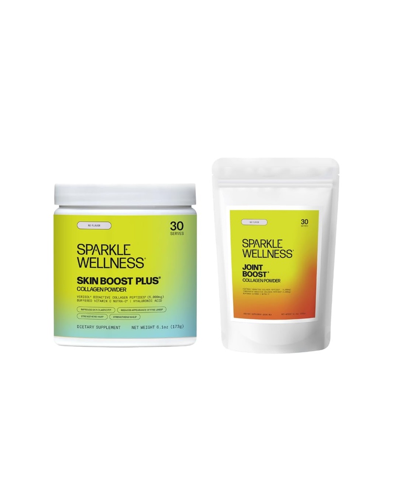Sparkle Wellness Skin Boost Plus (No Flavor) [30-Serves] & Joint Boost (No Flavor) [30-Serves] | Collagen with VERISOL, FORTIGEL & TENDOFORTE to Improve Skin, Hair & Nail Health & Support Joints