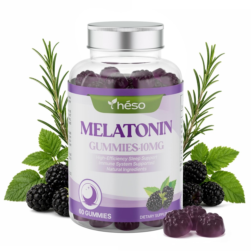 Sugar Free Melatonin Gummies 10mg for Adults – Sleep Support with L-Theanine 100mg & Magnesium 100mg – 0g Sugar Vegan Nighttime Aid, Calm & Relaxation, Natural Berry Flavor (60 Count)