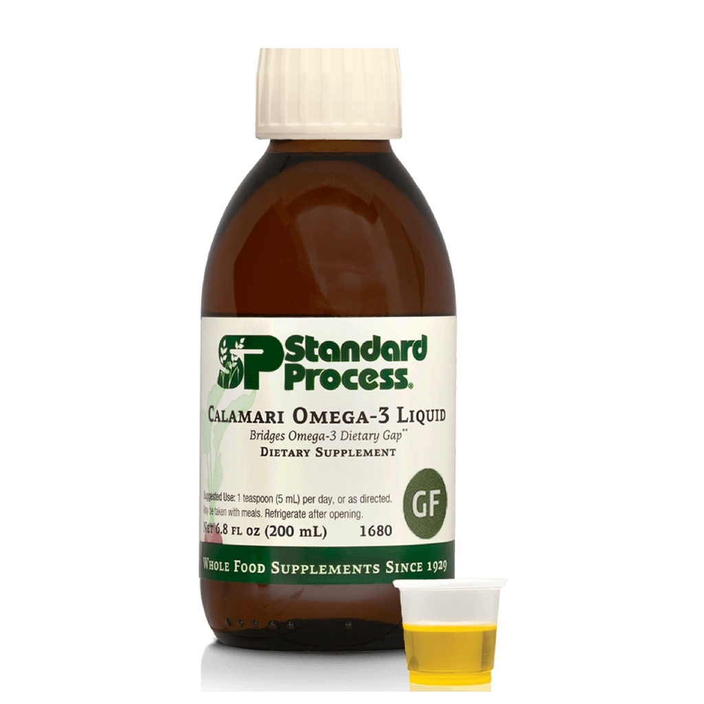 Standard Process Calamari Omega-3 Liquid - Supplement for Heart & Brain Health Support - Aids Skin Health - Gluten-Free, Non-Dairy & Non-Grain - 6.8 oz