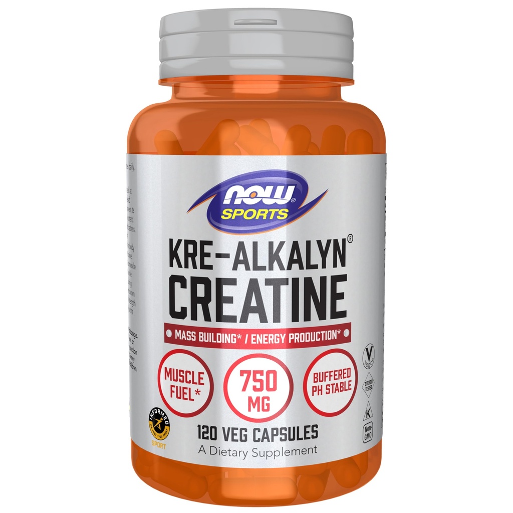 NOW Foods Sports Nutrition, Kre-Alkalyn Creatine 750 mg, Mass Building*/Energieproductie*, 120 Veg Capsules
