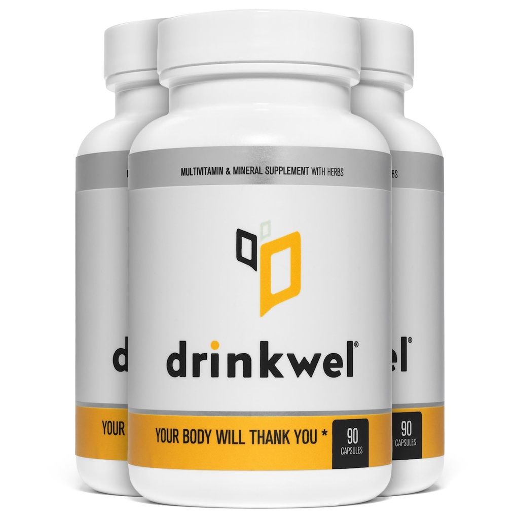 drinkwel Premium Multivitamine Supplement - Verpakking van 3 x 90 Capsules - Morgen herstel, Lever Ondersteuning & Immuun Ondersteuning- Melkdistel, Vitamine C, Zink, Magnesium