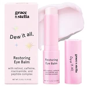 grace & stella Under Eye Brightener Balm Stick - Reisgrootte Toiletartikelen - Retinol & Cafeïne Eye Cream voor donkere cirkels, gezwollenheid, rimpels - Herstel en Hydrate - Vegan Skincare (0.13oz / 3.5g)