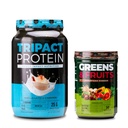 Nutrology TRIPACT Protein Powder, 7-in-1 Meal Replacement Shake, Vanilla Latte Cinnamon Flavor (40 Servings) Greens & Fruits Powder-Naturally Sourced Superfood, Chocolate (30 Servings)