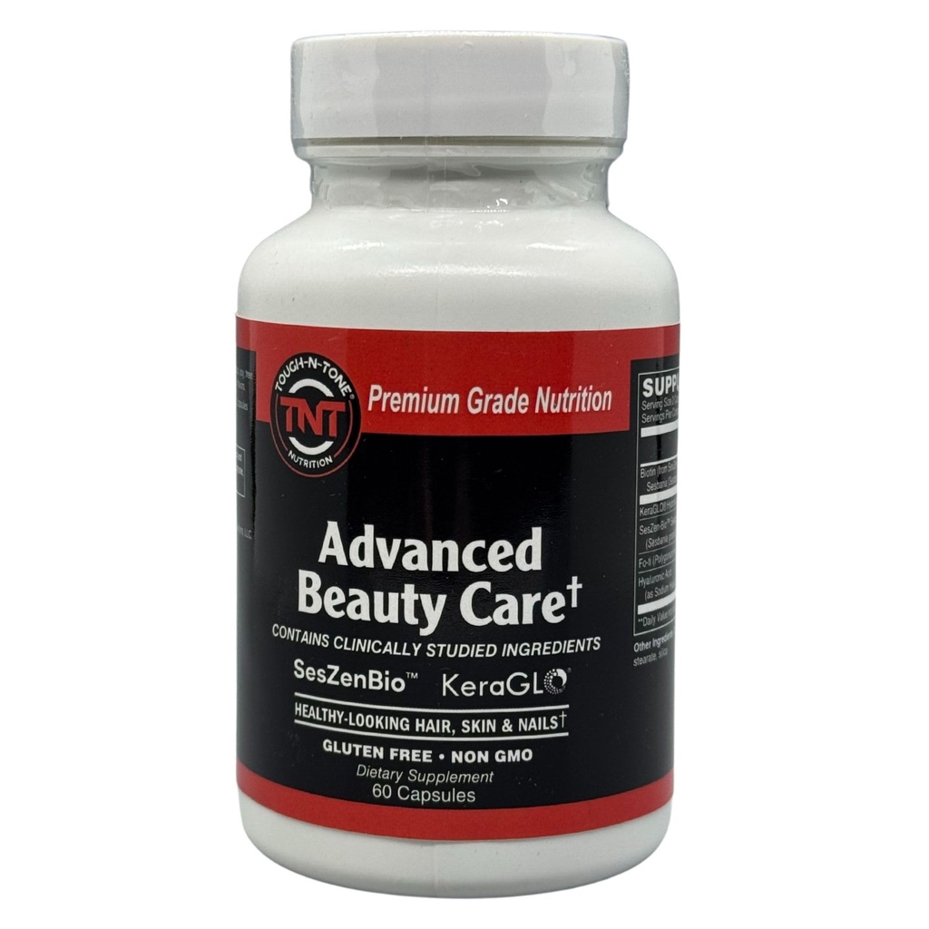 TOUGH-N-TONE Advanced Beauty Care – Vegan Biotin with SesZen-Bio®, KeraGLO® Keratin, Fo-Ti & Hyaluronic Acid – Hair, Skin & Nail Support Supplement – Non-GMO & Gluten-Free