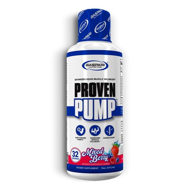 Gaspari Nutrition Proven Pump, Advanced Liquid Muscle Volumizer, Helps to Enhance Your Pump, Ultimate Add-On to Your Preworkout Stack (32 Servings, Mixed Berry)