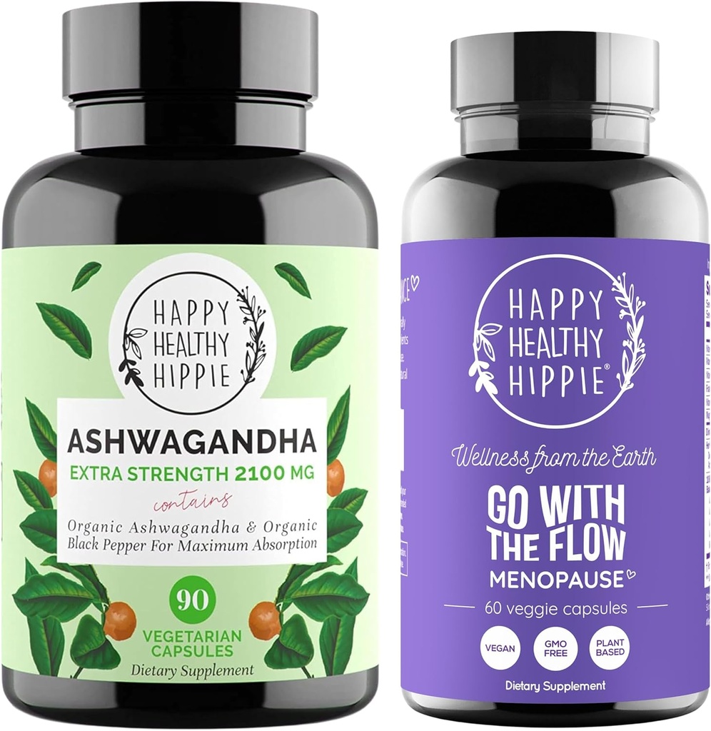 Gelukkige gezonde Hippie Ga met de stroom Menopauze Ondersteuning & Organische Ashwagandha