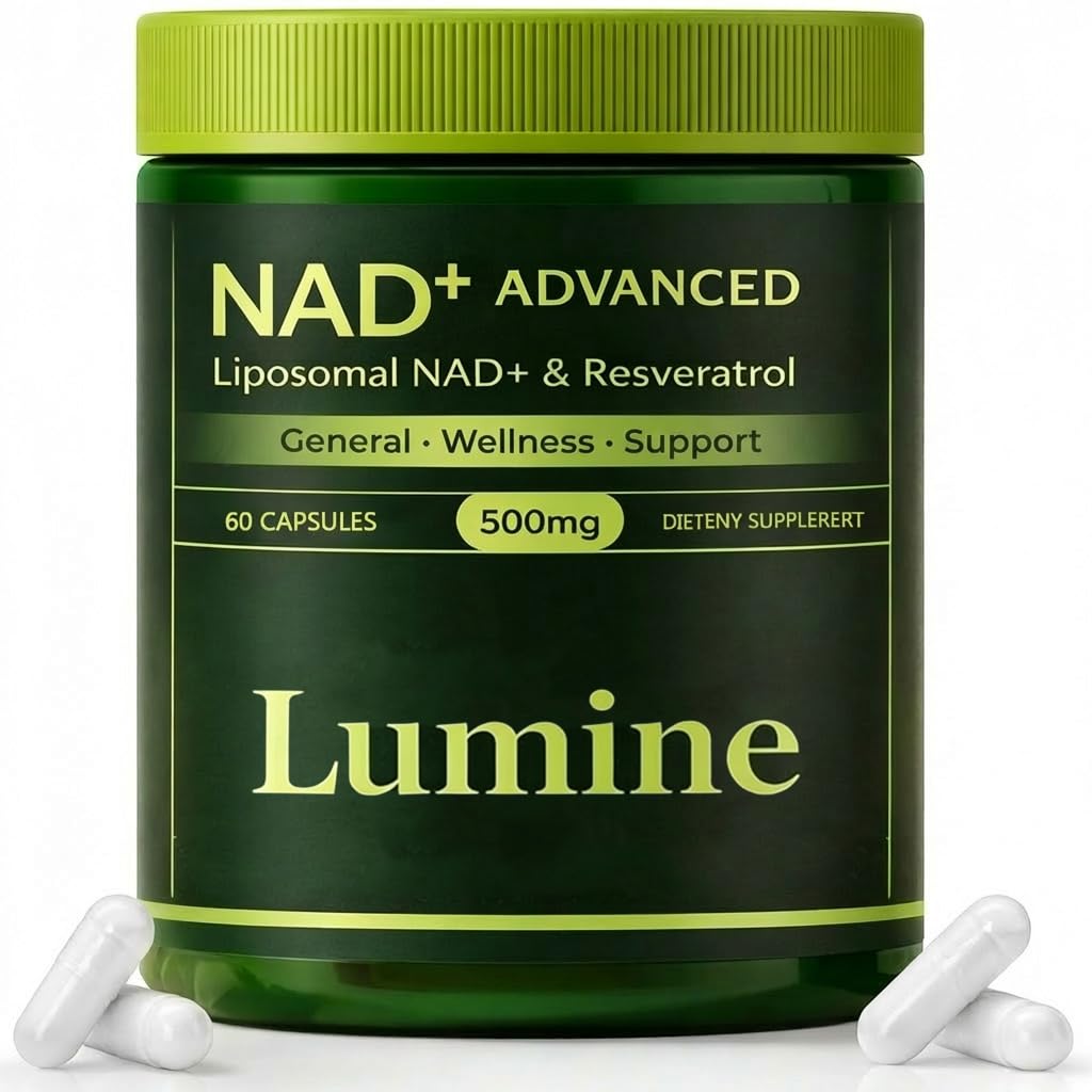 Louma Lumine Organics NAD+ Supplement with Resveratrol and Quercetin - Liposomal Delivery Capsules Daily, Vitality Support, 60 Capsules.
