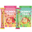 SkinnyBoost Skinny Teas Day & Night Kit – Energizing Daytime Tea (Hibiscus Berry) + Cleansing Evening Tea (Apple Cinnamon), Energy + Digestive Support, 28 Sticks Total