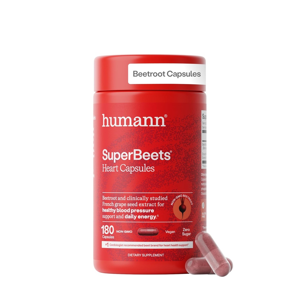 HumanN SuperBeets Beet Root Capsules Quick Release 1000mg, helpt ondersteuning Nitric Oxide Productie, Bloeddruk, Hart Gezondheid, Bevat Non-GMO Rode bietenpoeder, Studied Antioxidanten 180 Tellen