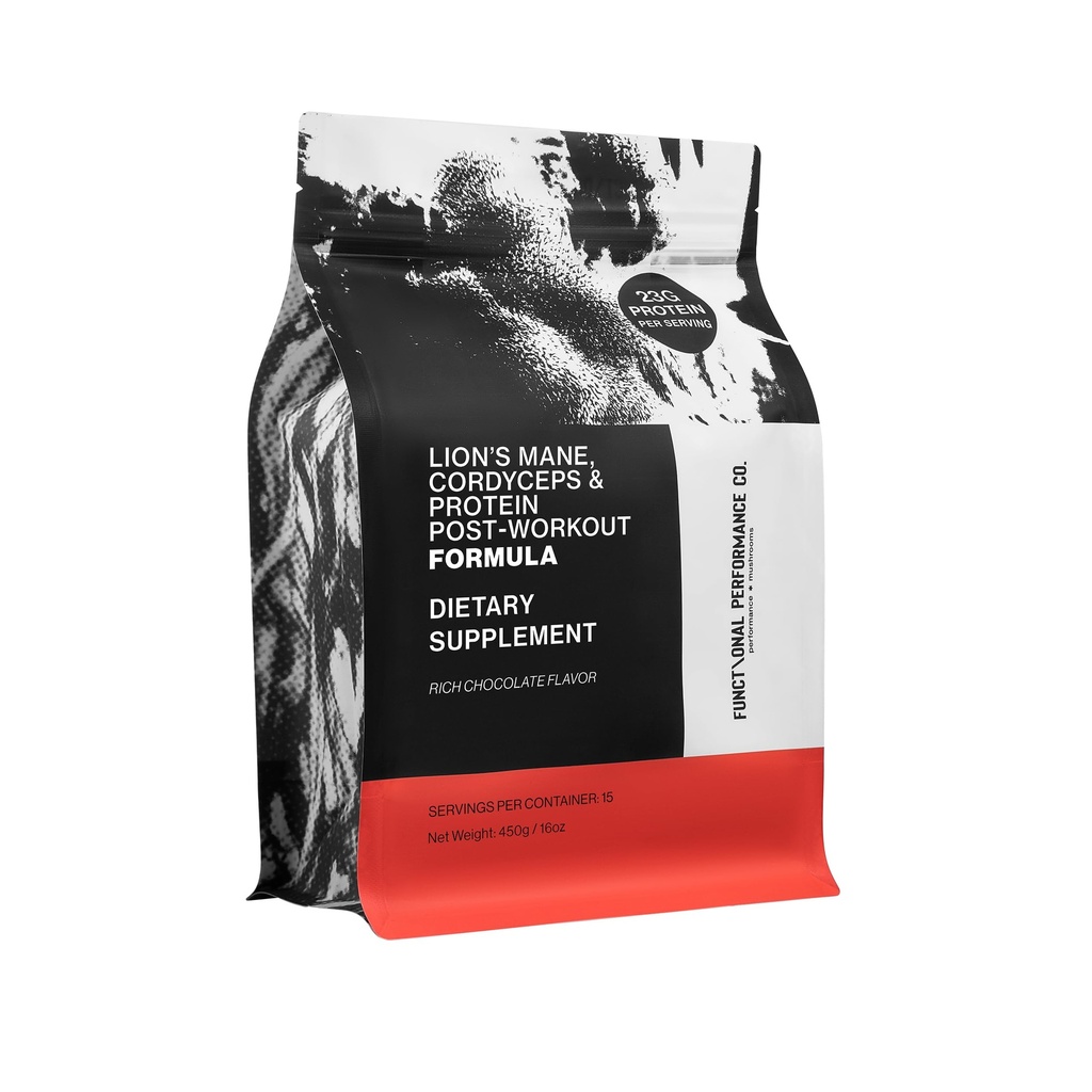 Whey Protein Isolate Powder, Grass Fed, 23g Protein per serving with 400mg Lion’s Mane extract & 400mg Cordyceps extract, Supports Focus, Energy & Recovery, 15 Servings 450g, Rich Chocolate.