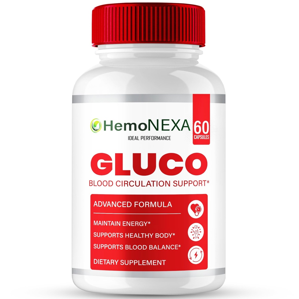 Hemonexa Gluco Blood Optimizer Capsules, Official Hemonexa Supplement Pills - Maximum Strength, All Natural Healthy Circulation & Stable Levels, Advanced Hemo Nexa Health Support Reviews (60 Capsules)