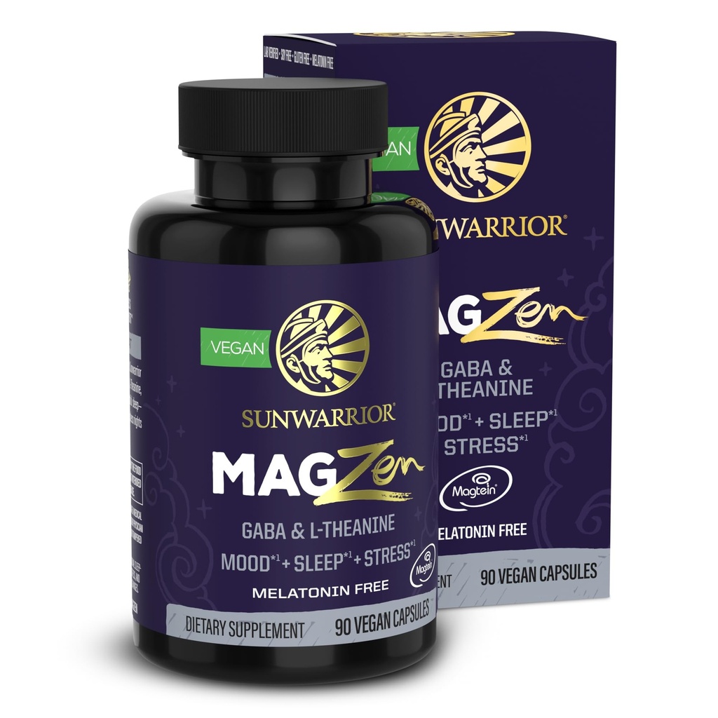 Magnesiumsupplement L-Theanine Capsules Mood, Slaap & Stress Ondersteuning met Magnesium Biglycinaat, L-Theanine & GABA bevordert ontspanning, slaapkwaliteit & mentale helderheid Vegan & non-Drowsy 90 capsules