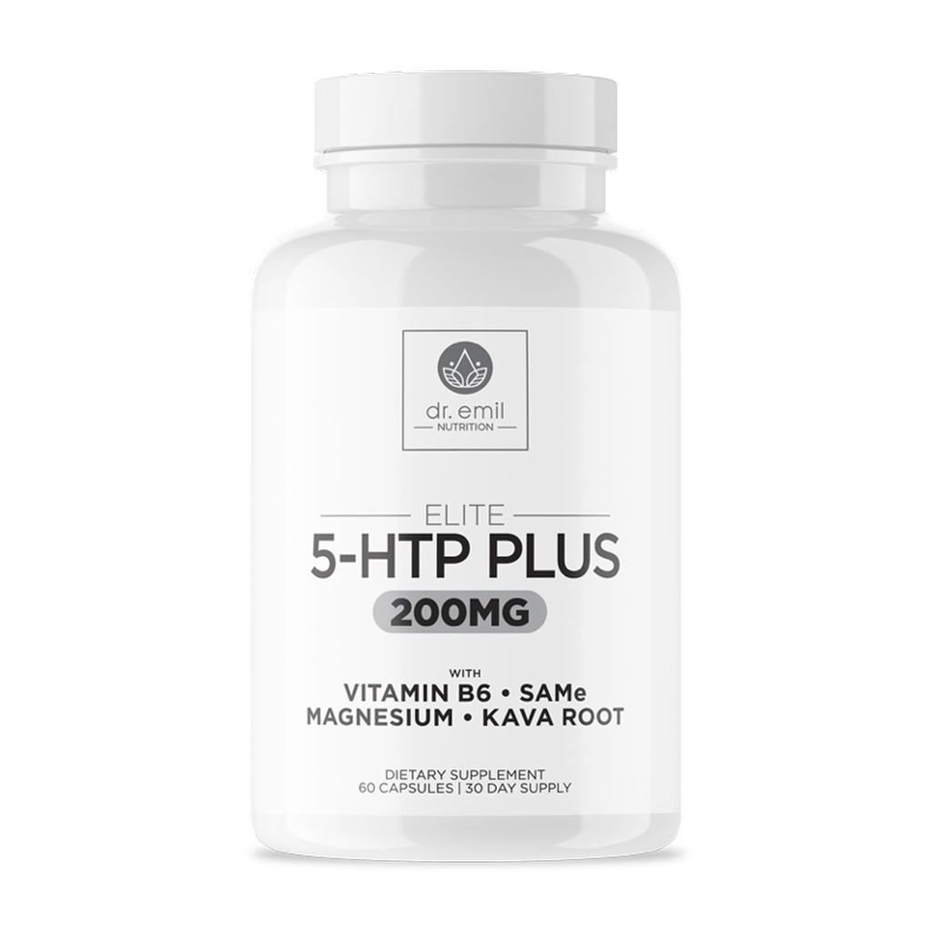 200 MG 5-HTP Elite met Kava Root Extract, Magnesium & SAM-e om normale gezonde slaap te behouden & Creëer een gevoel van welzijn - 5HTP supplement met vitamine B6 - 60 capsules, 30 porties