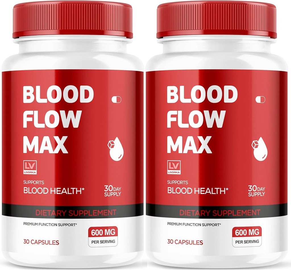 LIVORKA (2 packs de débit sanguin Max, capsules de débit sanguin Max, soutien sanguin Max, BloodFlow Max, capsules de débit sanguin pour le mieux-être général, pilules de débit sanguin Max, 60 capsules pendant 2 mois