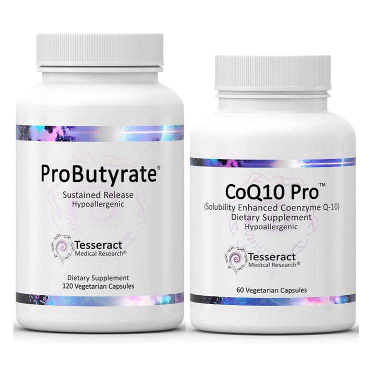 Tesseract Medisch Onderzoek ProButyrate Gut Health Supplement, Butyric Acid Complex & CoQ10 Pro, Co-enzym Q10 voor gezondheid, spiergezondheid en cellulaire energieproductie