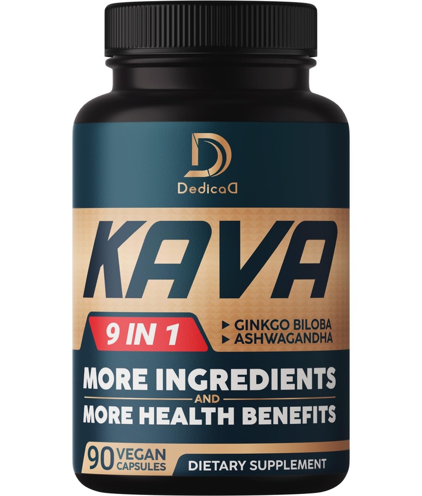 Kava Kava Capsules - 3 maand levering - 9 Kruiden met Ginkgo Biloba, Ashwagandha Root, Andes Cacao, Graviola Leaf, Kamille, Valeriaan, Citroen Balm & Skullcap - Ondersteuning Mood & Immune - 90 pillen