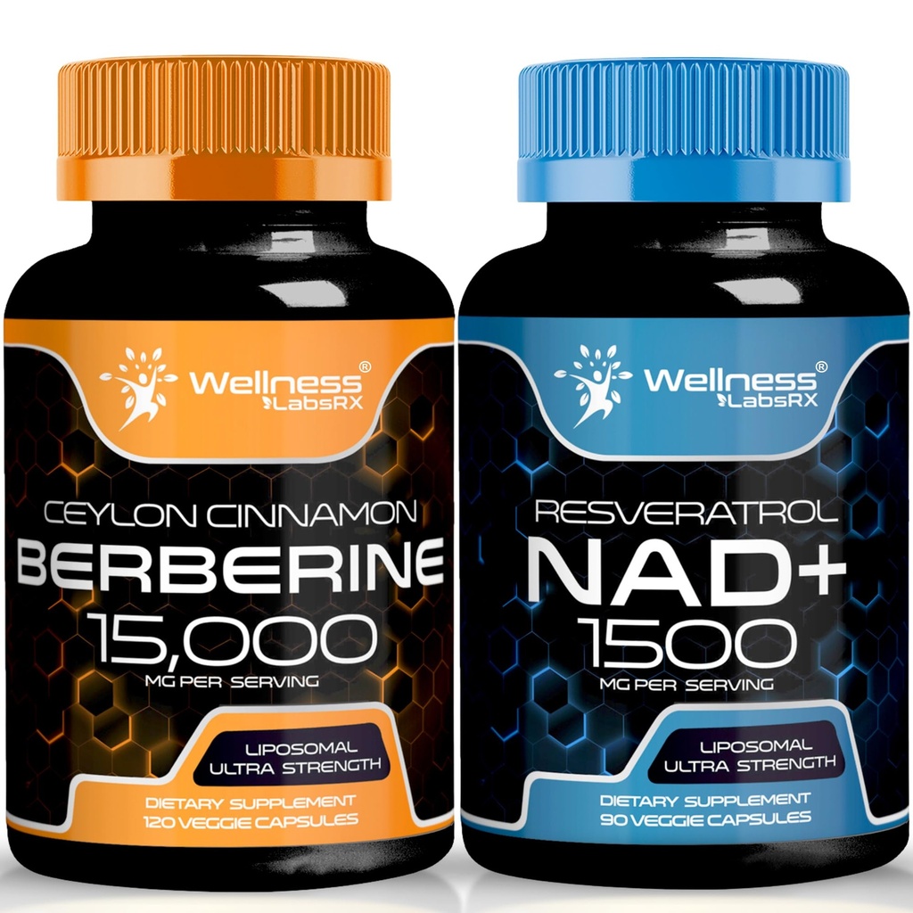 WELLESS LABSRX NAD Supplement, 1500mg - NAD+ met Resveratrol│Berberine 1500mg - Berberine met Ceylon kaneel