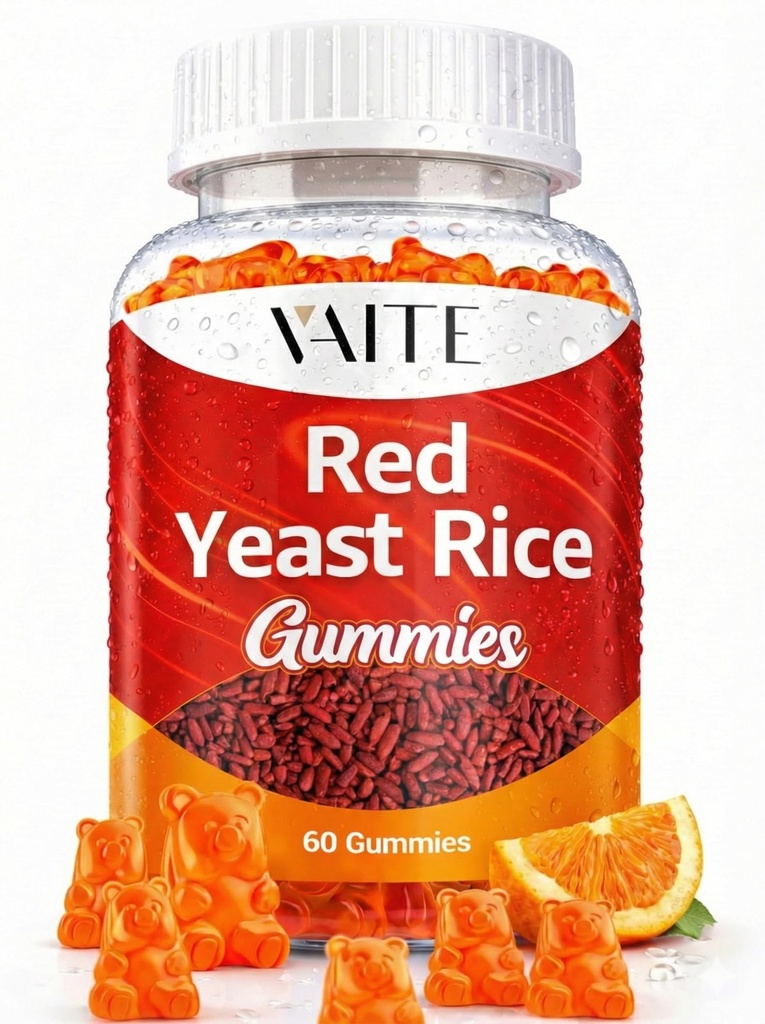 Red Yeast Rice with CoQ10 Gummies - 1200 mg RYR Synergy Plant-Based Supplement with Coenzyme Q10, Non-GMO, Citrinin-Free, No Artificial Additives, Supports Vitality, Endurance & Energy – 60 Gummies