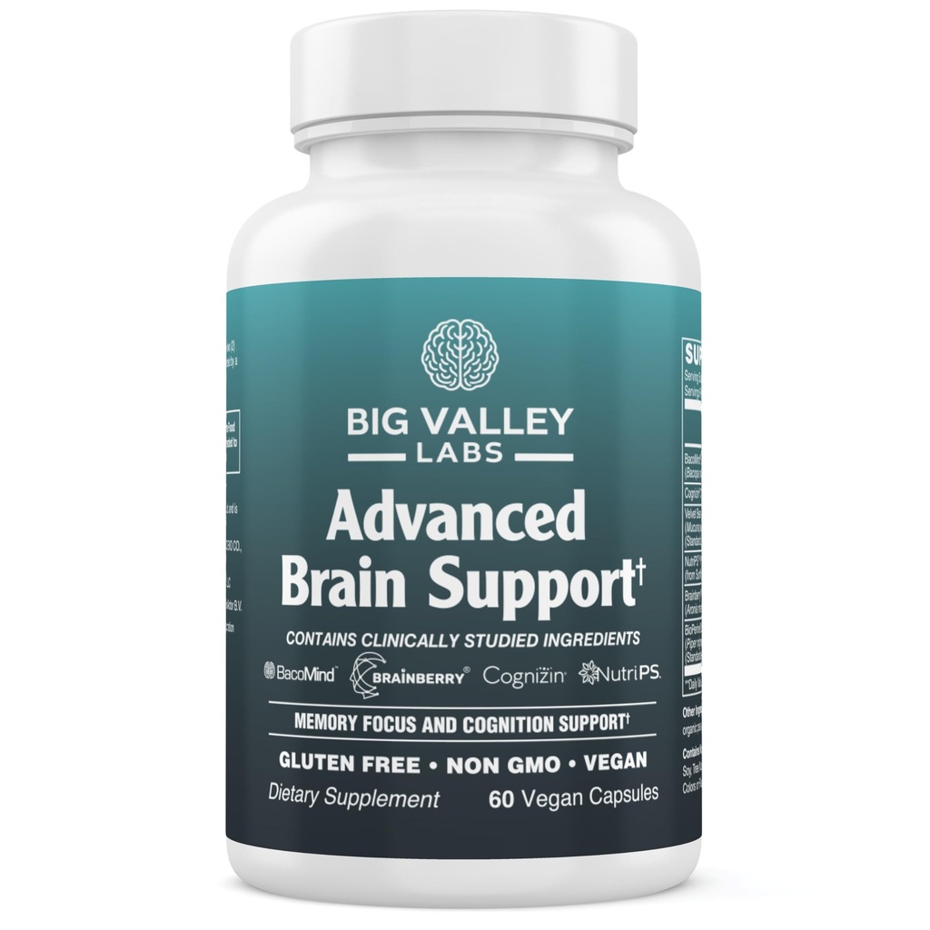 Advanced Brain Supplement – BacoMind® Bacopa, Cognizin® Citicoline, Phosphatidylserine, Velvet Bean, Brainberry®, BioPerine® – Supports Focus & Memory – Non-GMO – 60 Capsules