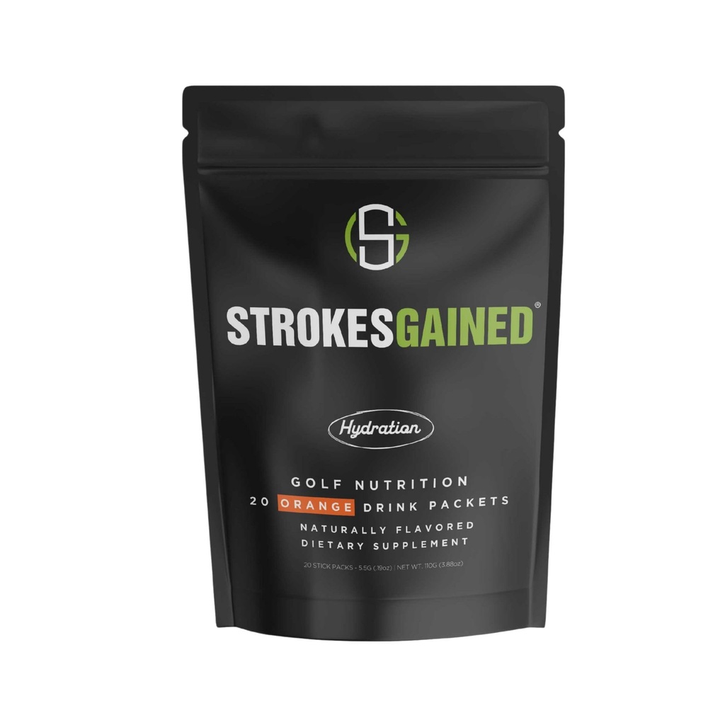 Golf Hydration Orange Electrolyte Powder – Sugar Free Drink Mix Packets – Golf Accessories for Men & Women – Golf Gifts – 20 Stick Packs