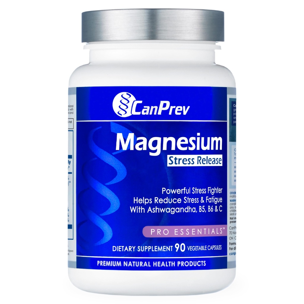 CanPrev Magnésium Bisglycinate avec Ashwagandha, B5, B6 & Vitamine C, 90 Veg Caps, 30 jours d'approvisionnement, soutien Nuits reposées et détente, aide l'énergie et fonction immunitaire, végétalien, non-OGM, laiterie, soja, gluten