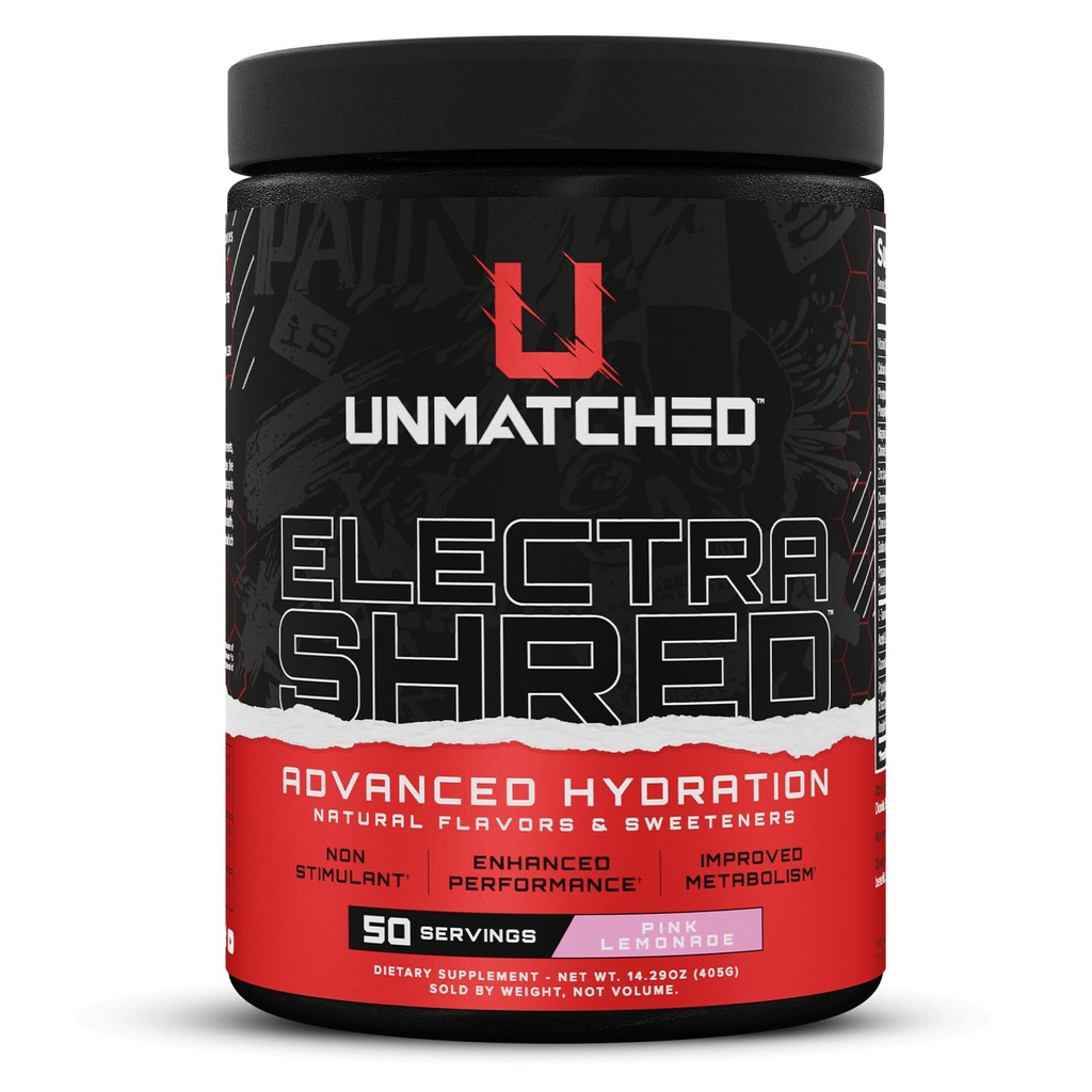 Unmatched Electrashred Advanced Hydration Formula | Non Stim Electrolyte Powder | Enhanced Performance | Natural Flavors & Sweeteners | 50 Servings (Pink Lemonade)