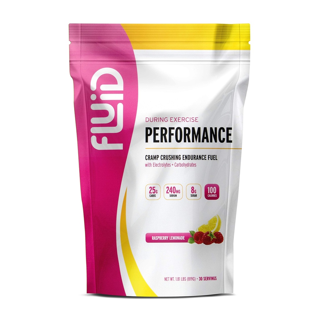 Fluid Performance - Low Sugar Endurance Fuel Sports Drink Mix met Elektrolyten, Alle natuurlijke ingrediënten, Glutenvrij voor voor of tijdens de oefening (Raspberry Lemonade, 30 Serving)