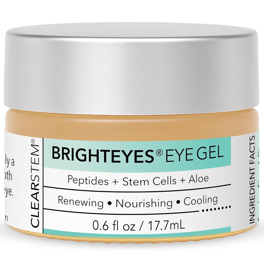 CLEARSTEM - BRIGHTEYES - Eye Gel - Voedende Eye Cream - Lip Vernieuwing - Koelende Gel - Stam Cellen Blend - Peptiden, Collageen, Aloë Vera - Glutenvrij - Schoonheid, Zelfverzorging, Huidverzorging - 0,6 fl oz