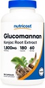 Nutricost Glucomannan 1,800mg per portie, 180 Capsules - Natuurlijke vezelbron, Non-GMO, Glutenvrij