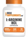 BulkSupplements.com Capsules de HCl L-Arginine - Supplément d'oxyde nitrique, Supplément d'arginine - Sans gluten, 8 capsules par portion (5000mg), 240 Nombre (paquet de 1)