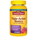 Nature Made Triple-Action Biotics, Gut and Immune Health Support, Digestive Probiotics for Women and Men, Prebiotic Fiber Gummies, 100 Gummies, 50 Day Supply
