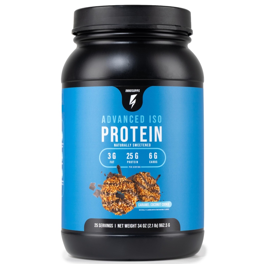 InnoSupps Advanced Iso Protein | 100% Whey Isolate Protein Powder | No Artificial Sweeteners| Low Fat, Low Carbs | 25g of Protein | Hormone Free, Gluten Free, Soy Free |(Caramel Coconut Cookie)
