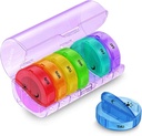 Sukuos Weekly Pill Organizer 7 Dag 2 keer per dag, Grote Dagelijkse Pill Box Eenvoudig te openen, AM PM Pill Case voor Geneeskunde/Vitamine/Visolie/Supplements (Paars)