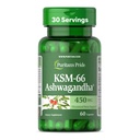 Puritan's Pride KSM-66 Ashwagandha® 450 mg, hoog geconcentreerd dieetsupplement voor stressverlichting, Mood verbetering en geheugenondersteuning, 1 maand levering, 60 capsules