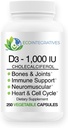 Vitamine D3-1.000 IE 25 mcg (Cholecalciferol) Hypoallergeen Ondersteuning voor spieren, botten en tanden, borst, prostaat, hart- en vaatziekten, Colon & Immune Health (250 Veggie Capsules)