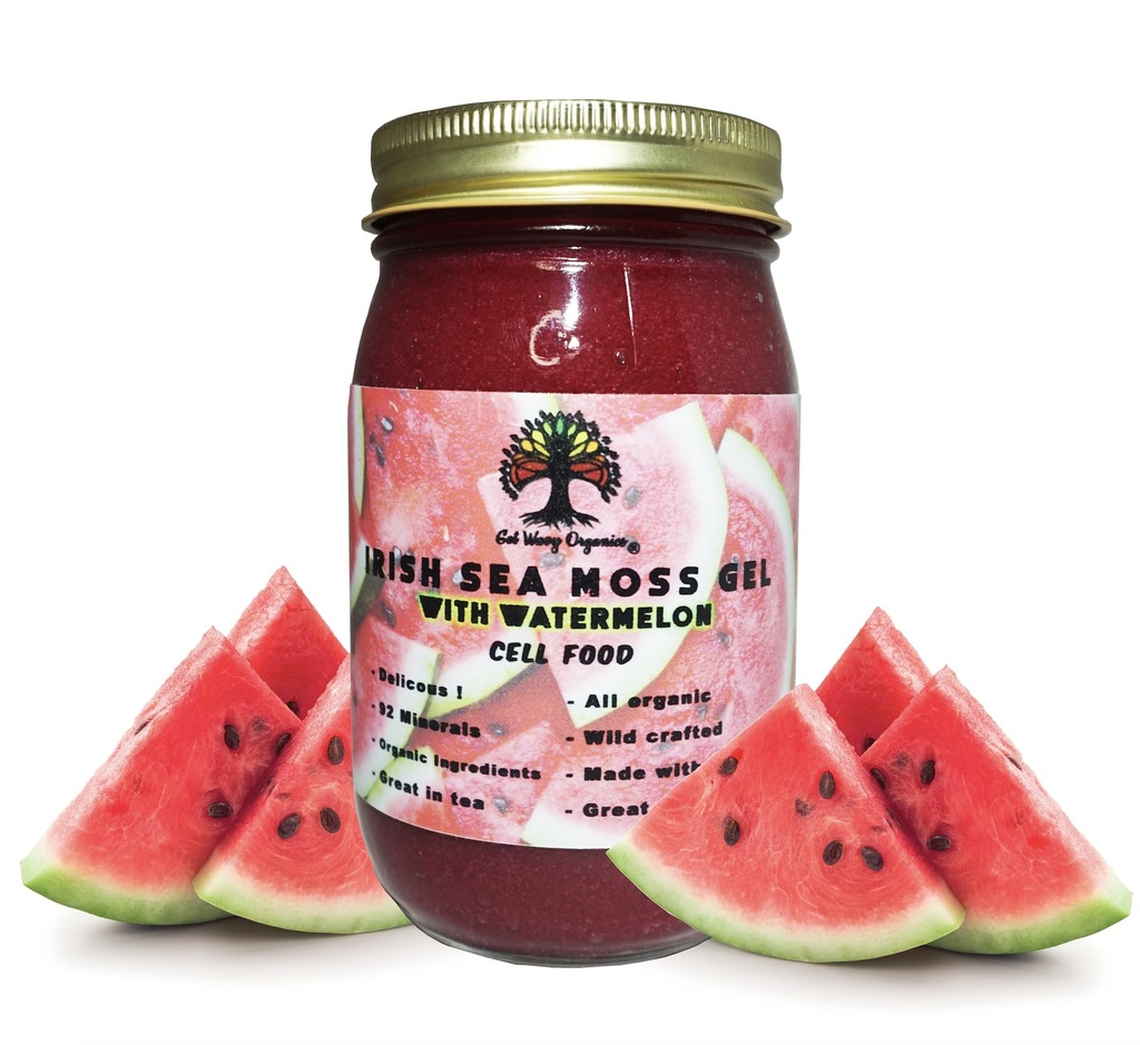 Wildcrafted Irish Sea Moss Gel | Made with Seamoss | Made in USA | Rich in Vitamins & Minerals | 100% Organic Gold Sea Moss Gel Raw (1 Pack, Watermelon)