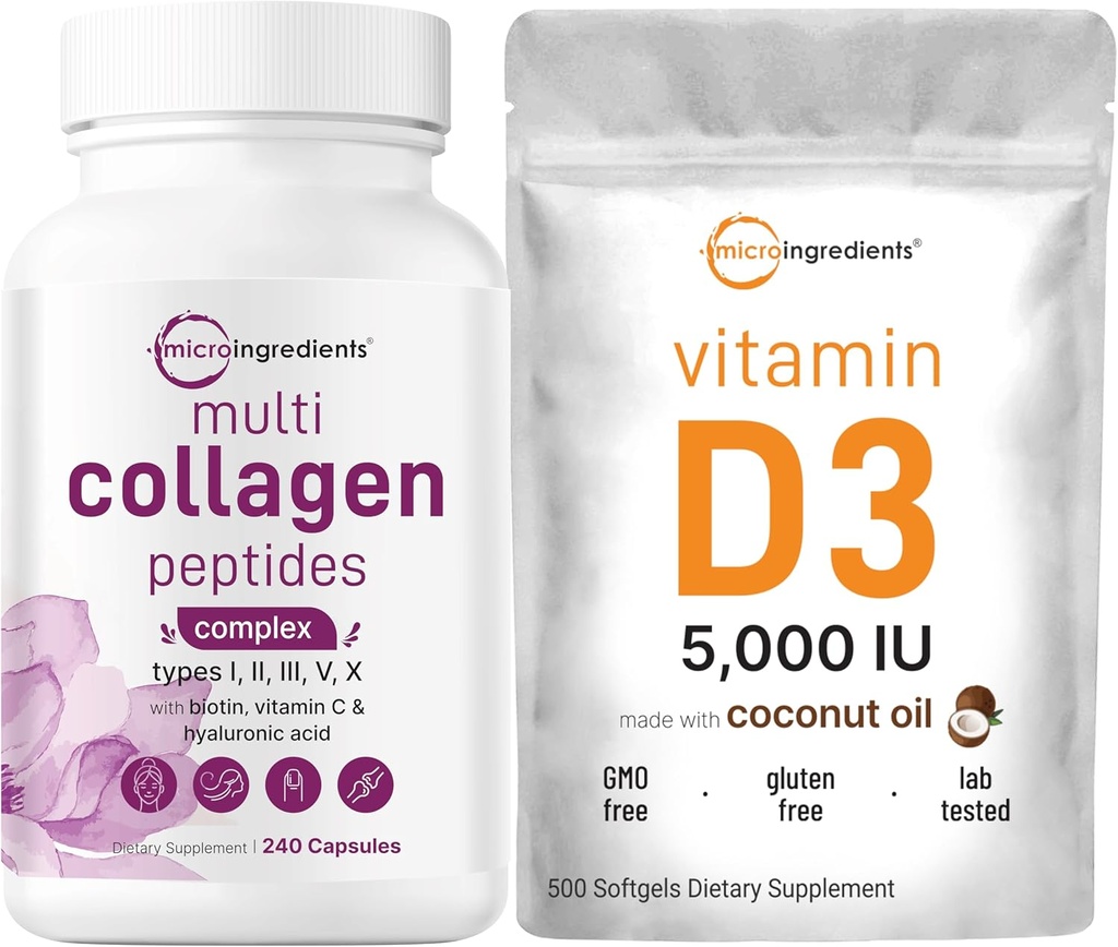 Micro Ingrediënten Multi Collageen Pillen & Vitamine D3 5.000 IU Bundle Pack