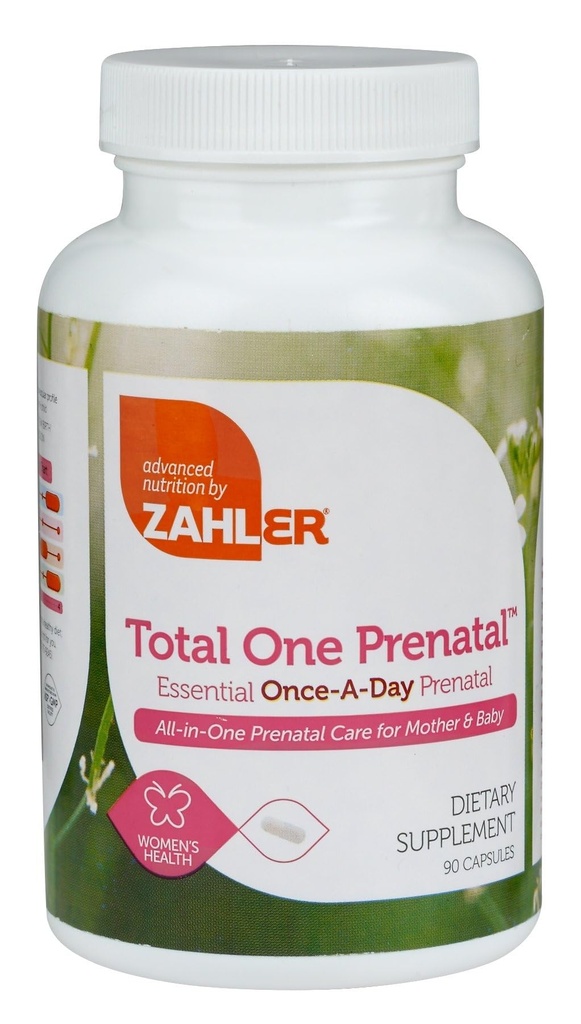 Zahler - Total One Prenatale Vitaminen for Women (90 Tellen) Dagelijkse Multivitamine Prenatalen met Foliumzuur, IJzer, Zink & 19 Andere Essentiële Vitaminen & Mineralen - Kosher Pre Natal Multivitamine Capsules