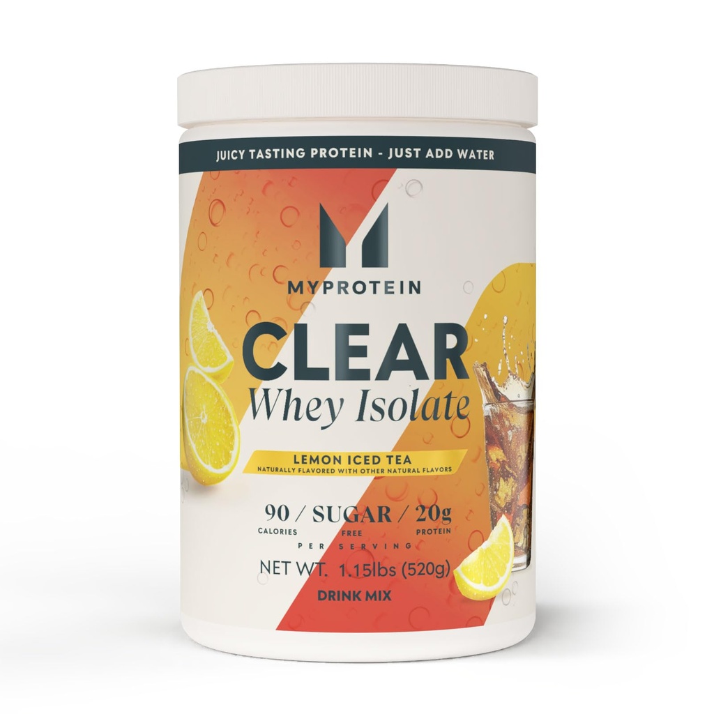 Myprotein Clear Whey Isolate Protein Powder, 20 Servings (1.1lbs) Lemon Ice Tea, 20g Protein per Serving, Naturally Flavored Drink Mix, Daily Protein Intake for Superior Performance