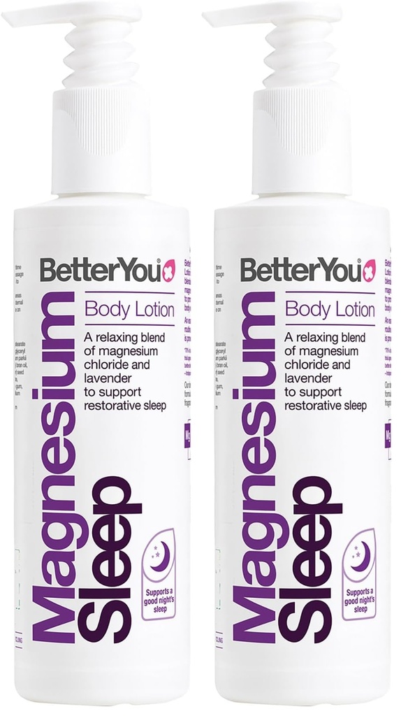 BetterYou Magnesium Sleep Body Lotion - Relaxing Body Lotion - Magnesium Body Cream with Lavender and Chamomile Blend - Sore Muscle Relief - 6.08 oz (Pack of 2)