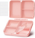 AUVON Daily Pill Organizer Fit with Your Purse or Pocket, Compact Travel Pill Box Case with Slim pliing Design and Long-lasting Hinges to Hold Vitamine, Fish Oil, Supplement or Bijouterie(Pink)