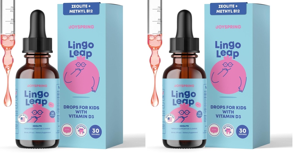 JoySpring LingoLeap – Liquid Kids Formula with Zeolite Clinoptilolite, Methylated B12 & Vitamin D3 | Gentle Daily Support for Kids’ Wellness | Ages 3+ | (1fl oz) 30 Servings (Pack of 2)