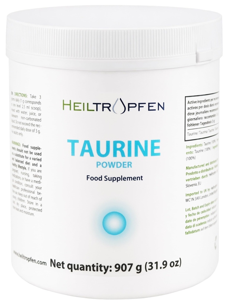 Heiltropfen Taurine Powder | 2 lb - 907 g | 100% Pure Powder | Unflavored | Single Ingredient | Capsule-Free | Dietary Supplement