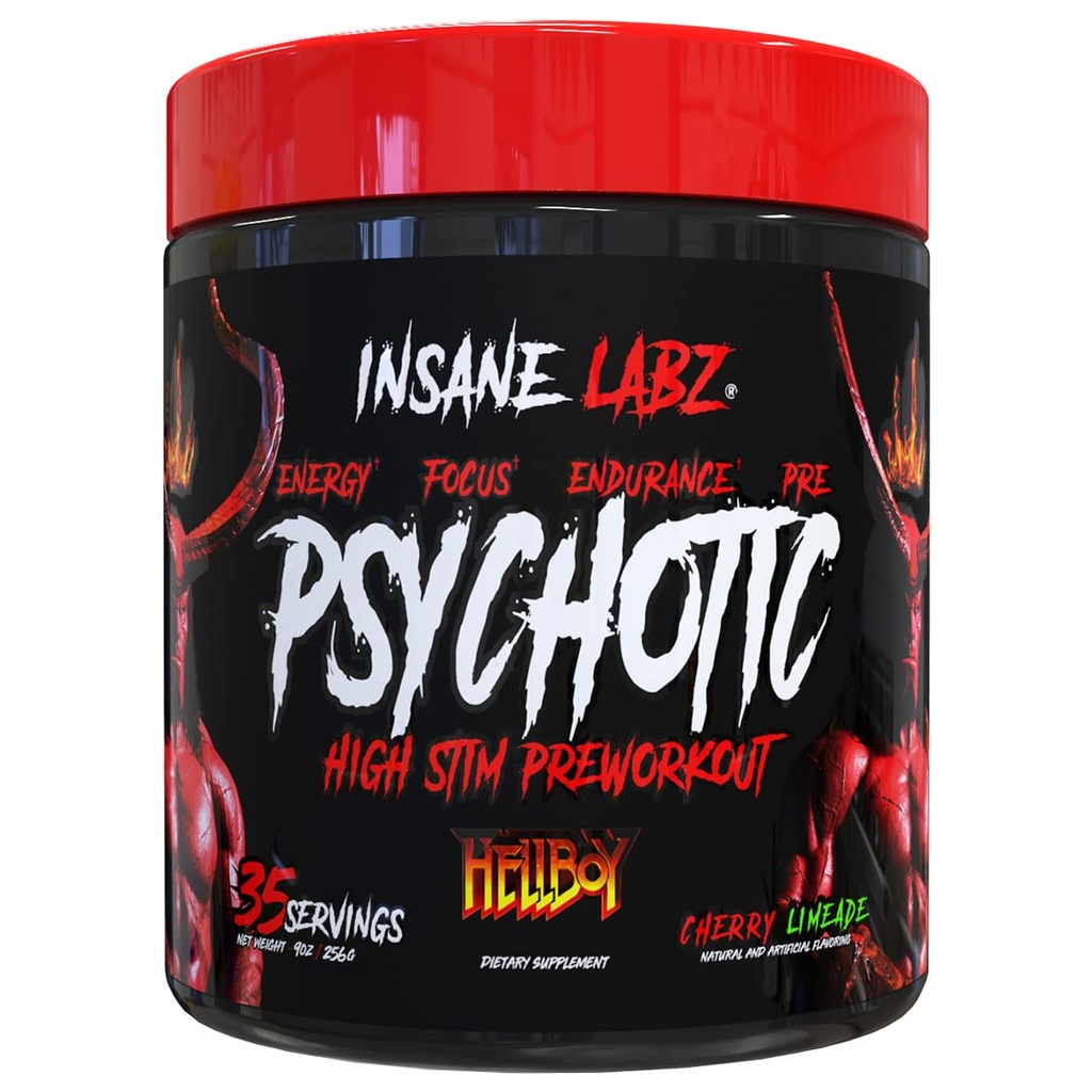 Insane Labz Hellboy Edition, High Stimulant Pre Workout Powder and NO Booster with Beta Alanine, L Citrulline, and Caffeine, Boosts Focus, Energy, Endurance, Nitric Oxide Levels, 35 Srvgs, Cherry Lime